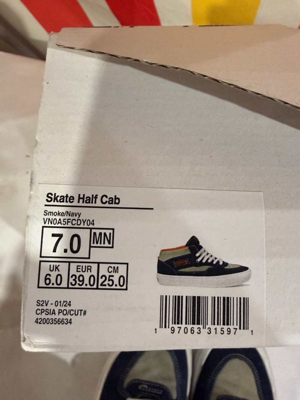 Vans Navy, Gray & Orange Half Cab Skate Shoes 7 - Picture 12 of 13